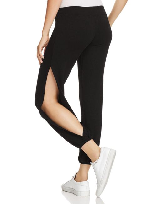 Monrow Side-slit Sweatpants in Black | Lyst