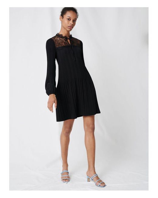 pleated lace inset gown