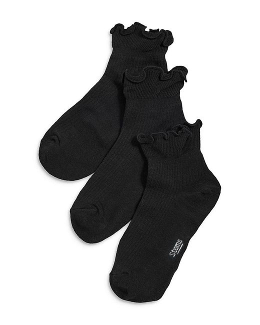 Stems Black Everyday Classic Ruffled Socks, Pack Of 3