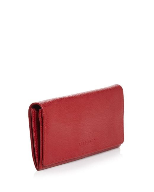 Longchamp Leather Veau Foulonne Checkbook Wallet in Caramel (Red ... Longchamp Leather Veau Foulonne Checkbook Wallet in Caramel (Red ...