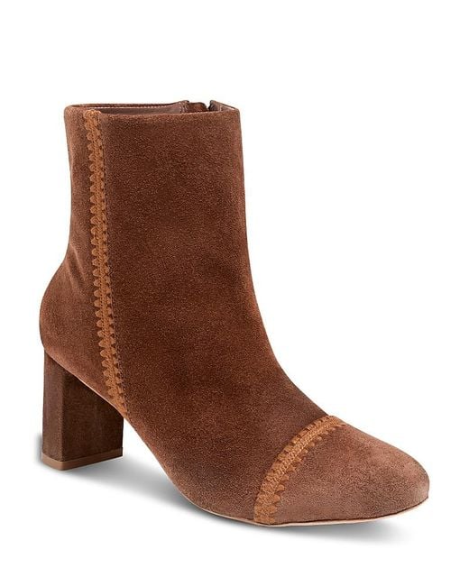 Cinq À Sept Brown Peyton Crochet Suede Ankle Boots