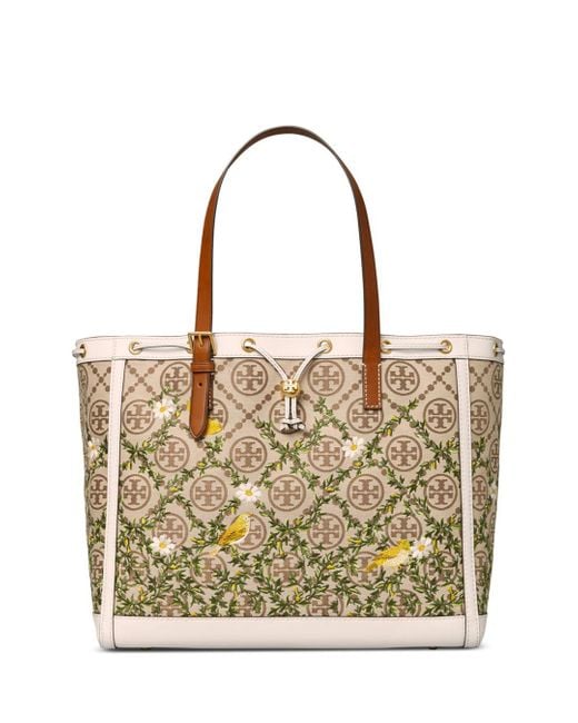 Tory Burch Cotton T Monogram Jacquard Embroidered Tote | Lyst Canada