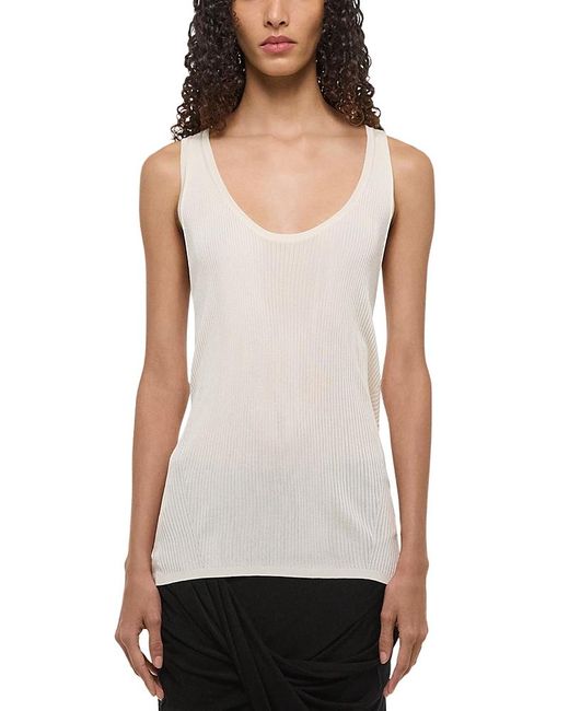 Helmut Lang White Twisted Ribbed Tank Top