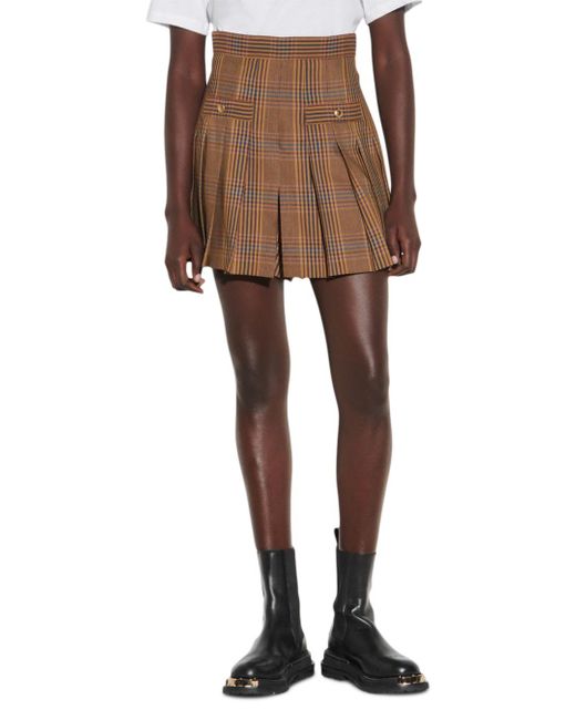 High Waisted Plaid Skort in Brown 