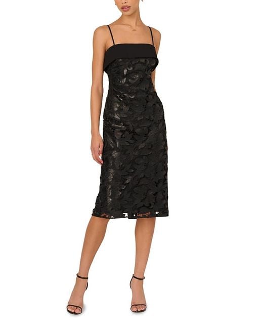 Adrianna Papell Black Lace Midi Dress