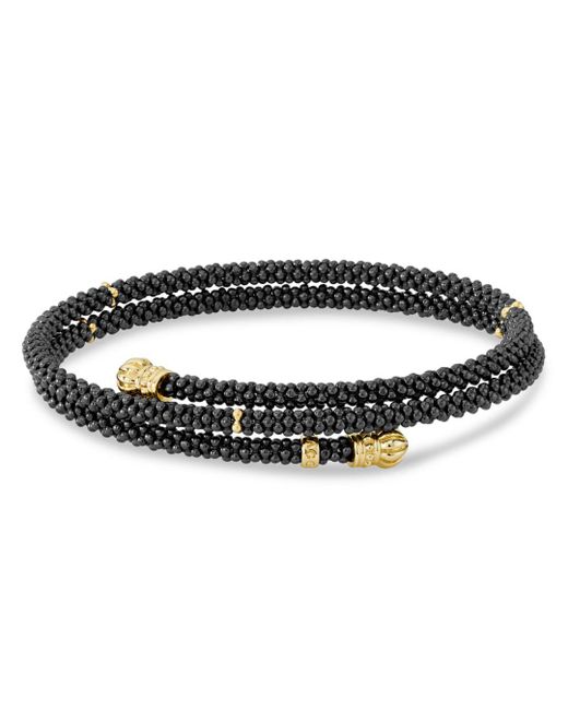Lagos Gold & Black Caviar Collection 18k Gold & Ceramic Coil Bracelet ...