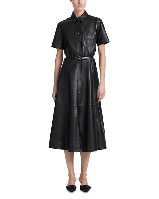 Altuzarra Black Kiera Leather Shirtdress