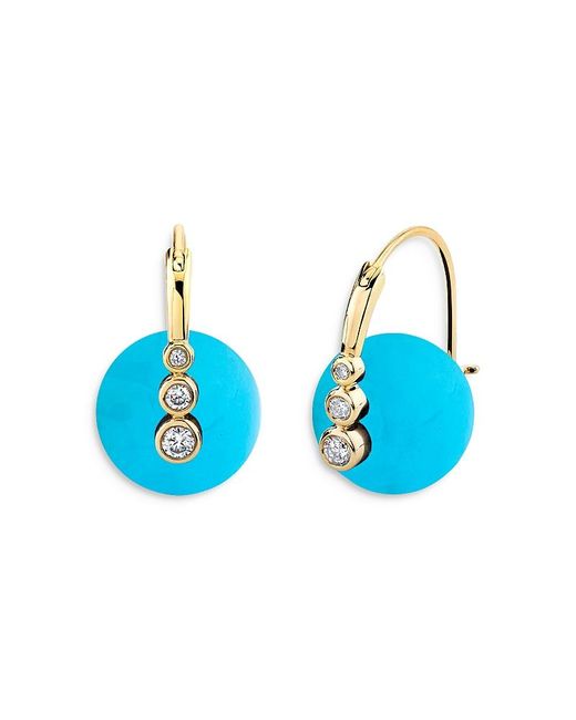Sydney Evan Blue 14K & Diamond Hoop Earrings