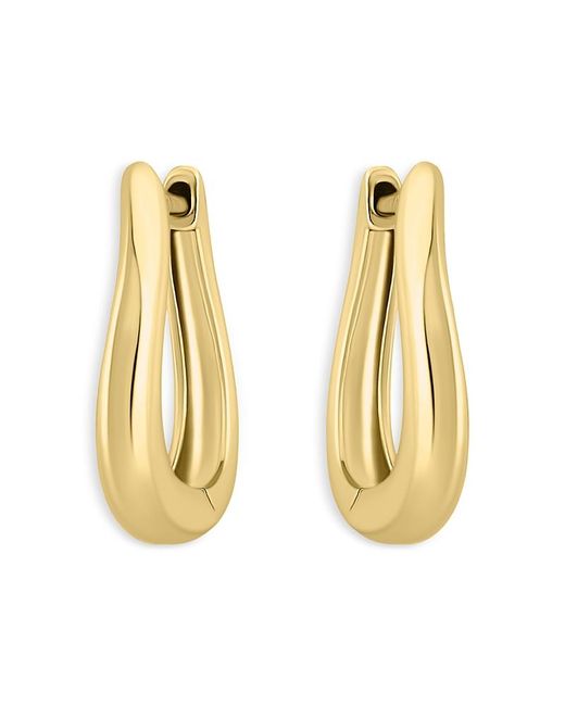 Aqua Metallic Curvy Huggie 18K Plated Sterling Hoop Earrings, 0.6L