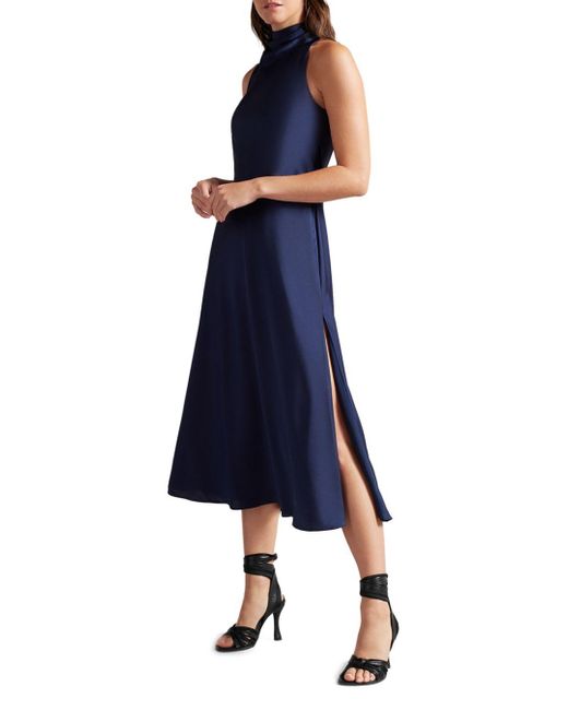 Ted Baker Synthetic Joiya Cowl Neck Midi Dress in Navy (Blue) | Lyst