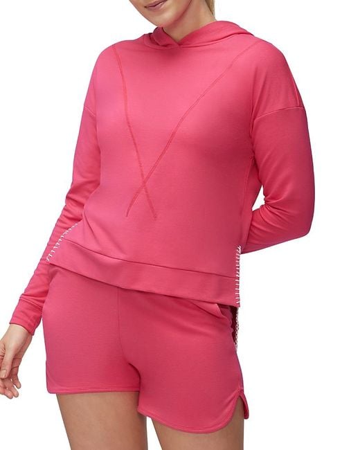 Three Dots Red High/Low Hoodie
