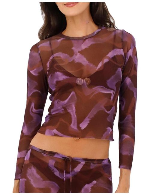 MALAI Red Sleek Mesh Top