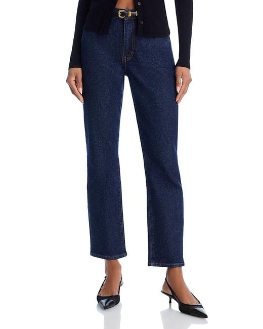FRAME Blue The Borrowed High Rise Ankle Slim Leg Jeans