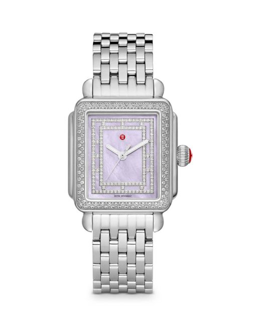 Michele Limited Edition Deco Madison Stainless Steel Diamond Watch in ...