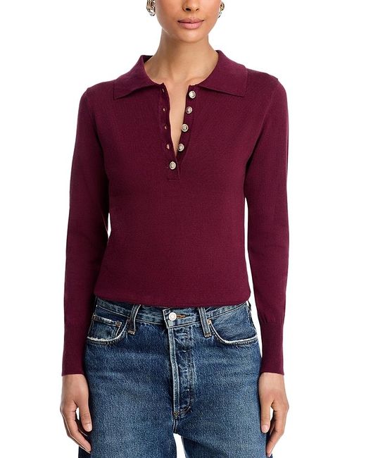 SINGLE THREAD Red Ribbed Polo Sweater