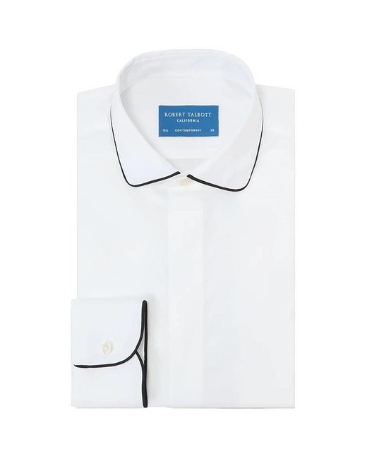 Robert Talbott Blue Reeves Piped Formal Contemporary Fit Shirt for men