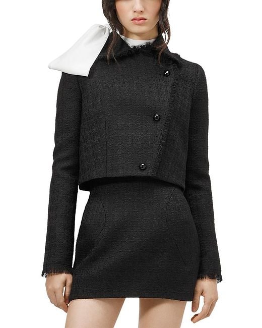 McQueen Black Wool-Blend Light Tweed Jacket