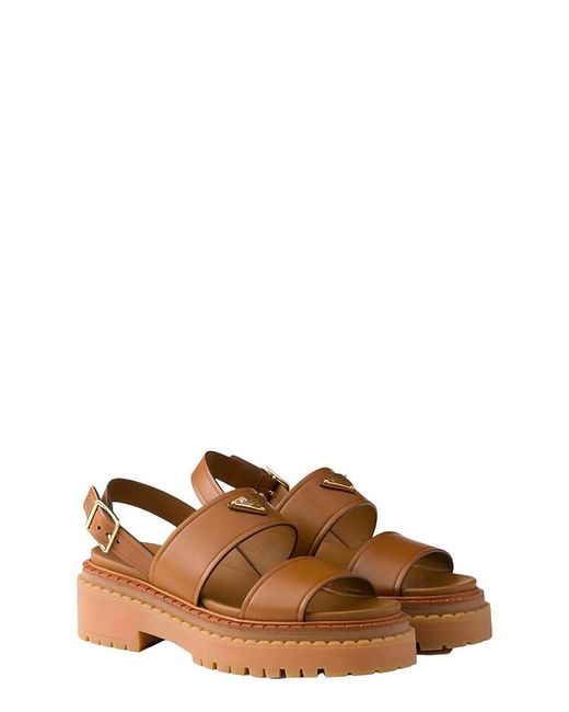 Prada Brown Leather Sandals