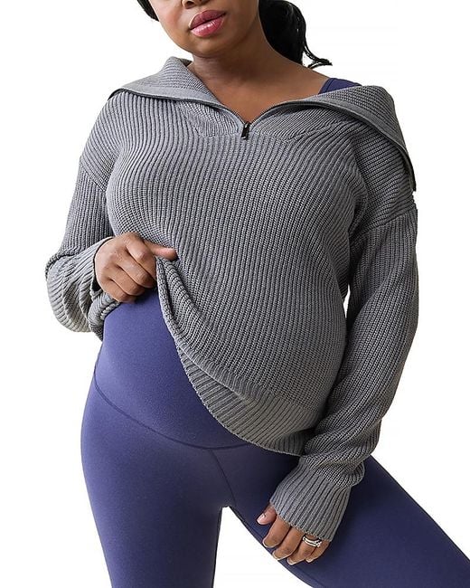 Ingrid & Isabel Gray Maternity Zip Front Sweater