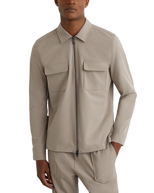 Reiss Gray Technical Zip Through Pocket Jacket for men