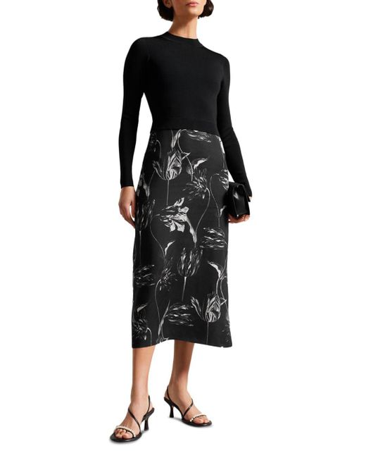 Ted Baker Alettaa Knit Bodice Slip Skirt Dress in Black Lyst