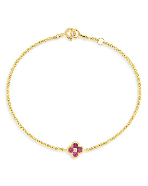 Bloomingdale's Fine Collection Metallic Sapphire & Diamond Bezel Clover Chain Link Bracelet