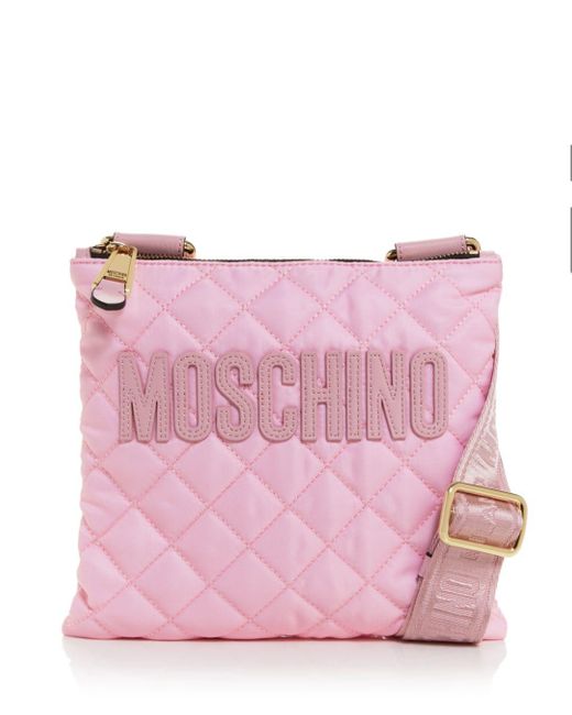 Moschino Synthetic Quilted Nylon Crossbody in Pink Lyst