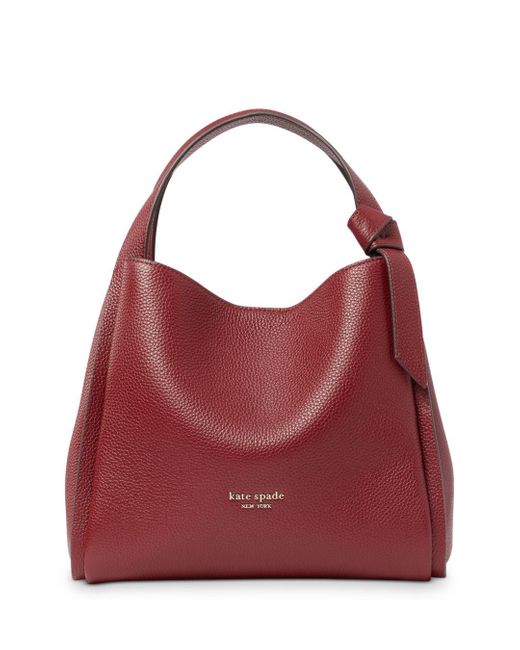 Kate Spade Knott Medium Pebbled Leather Crossbody Bag in Red | Lyst