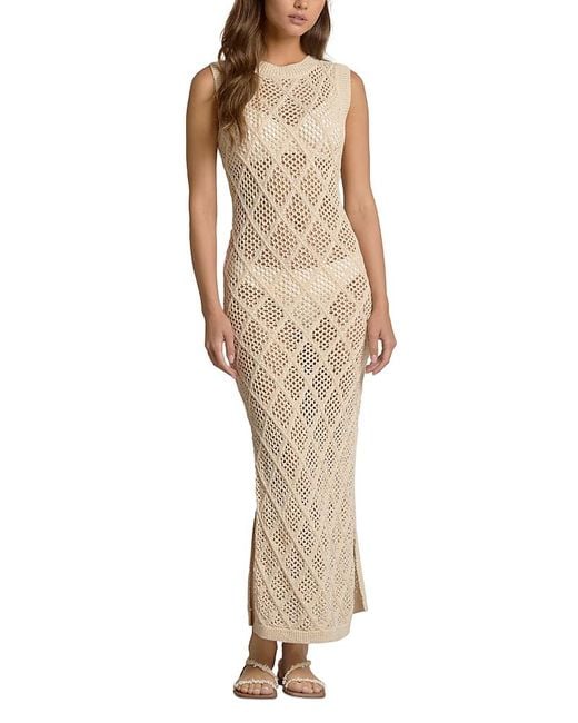 Elan Crochet Maxi Dress Swim Cover-Up in Natural | Lyst
