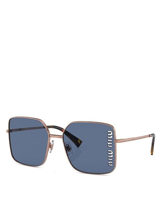 Miu Miu Blue Square Sunglasses, 60Mm