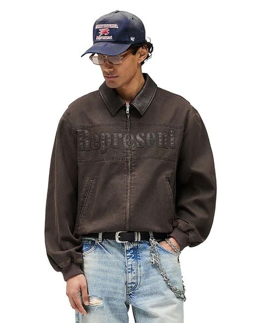 Represent Gray Roscoe Logo Bomber Jacket for men