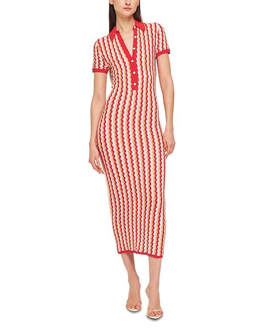 Ronny Kobo Red Quinlan Knit Midi Dress