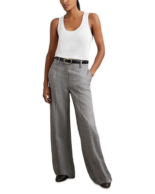 Reiss Gray Petite Texture Wide Leg Pants
