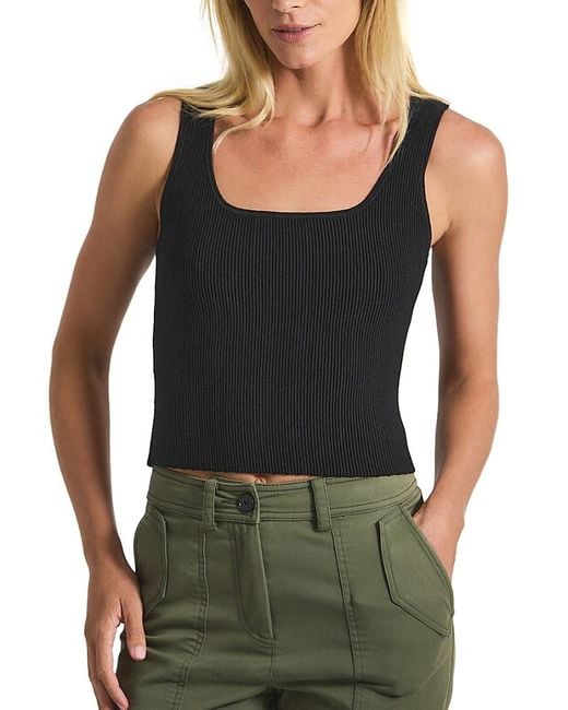 10 Crosby Derek Lam Black Sain Ribbed Sweater Tank Top