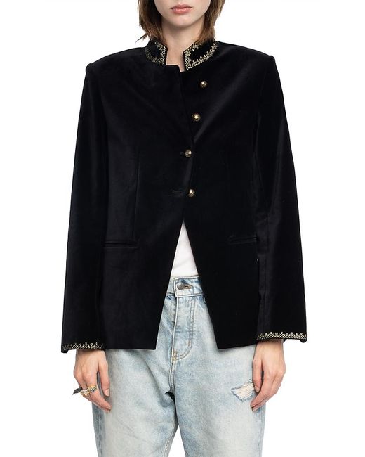 Zadig & Voltaire Black Verysa Velvet Blazer