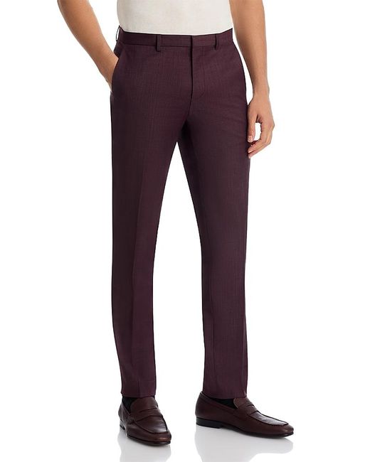 HUGO Purple Hesten Extra Slim Fit Tic Weave Suit Pants for men