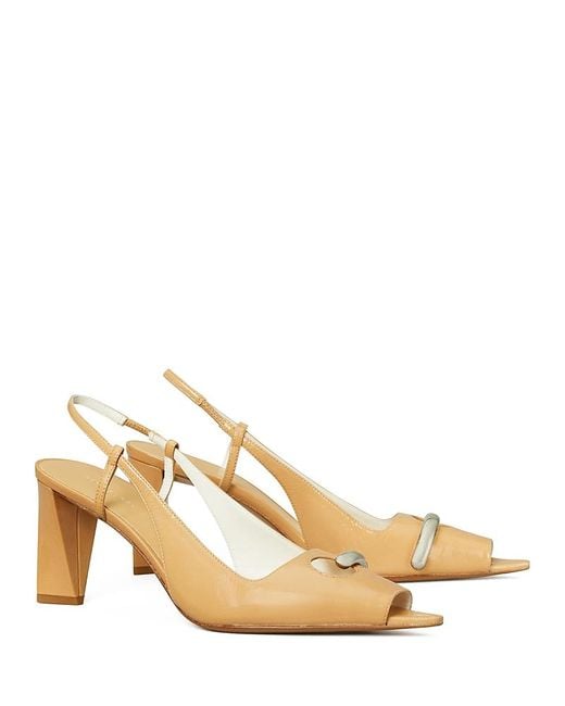 Tory Burch Natural Pierced Slingback Pumps