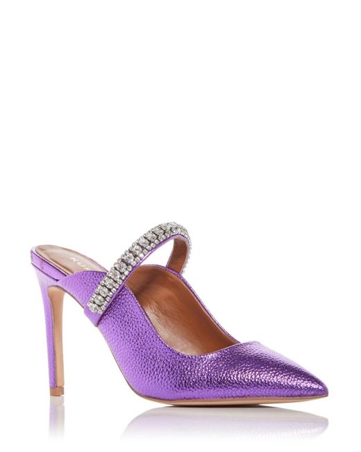 Kurt Geiger Duke Embellished High Heel Mules in Purple Lyst