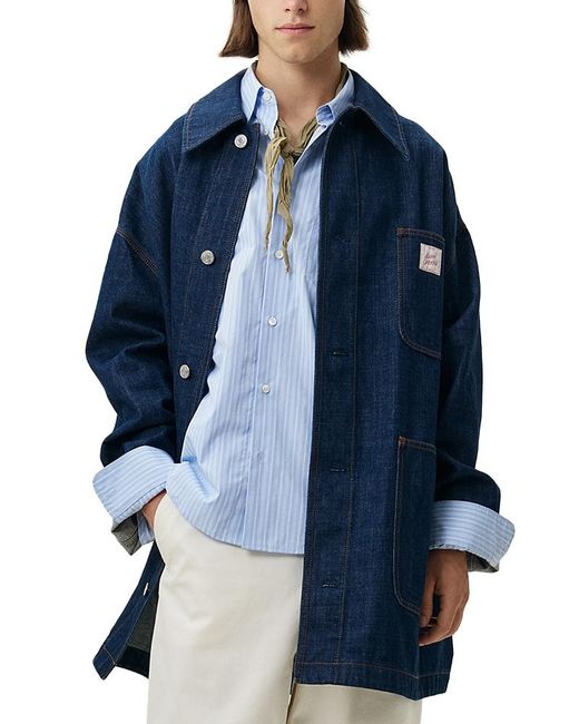 AMI Blue Worker Jacket With Paris Heritage Label for men