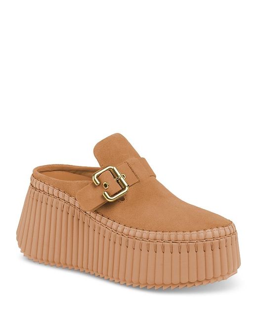 Chloé Brown Nama Platform Slides