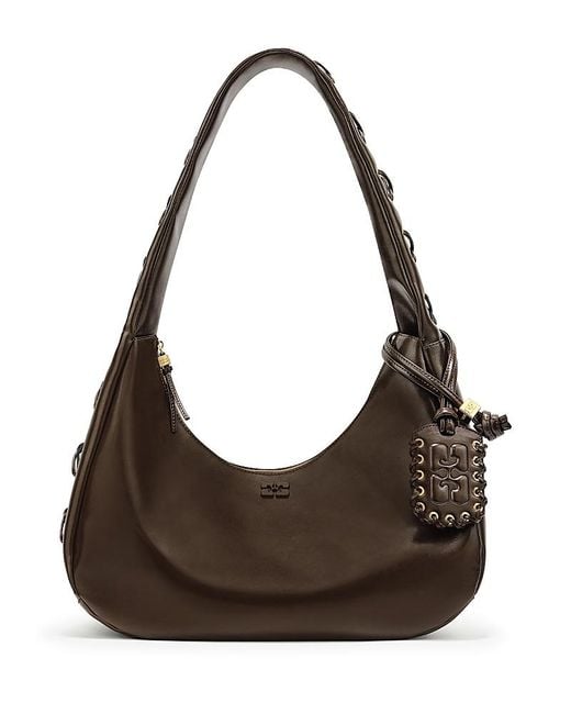Ganni Brown Laces Medium Hobo Bag