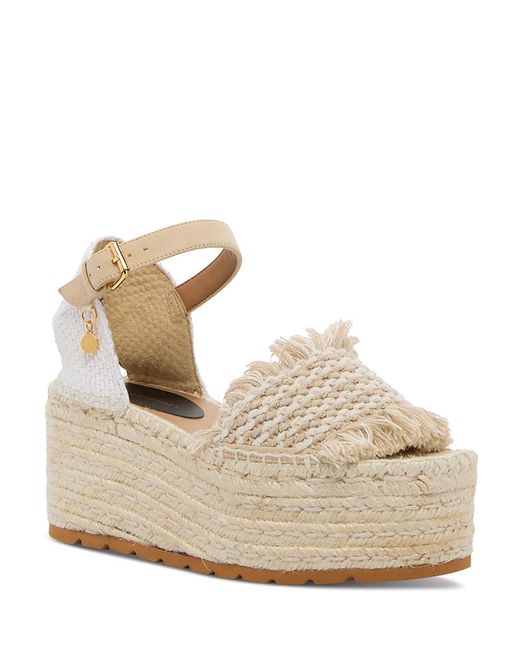 Stella McCartney Metallic Gaia Platform Espadrille Wedge Sandals