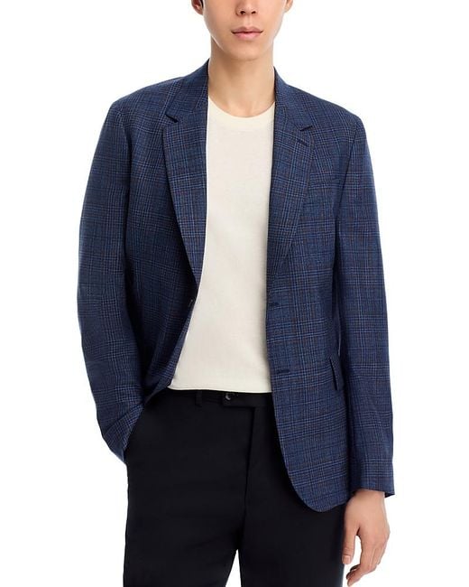 Paul Smith Blue Plaid Regular Fit Soft Sport Coat for men