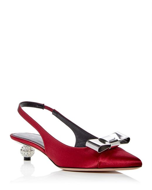 Giambattista Valli Red Slingback Pointed Toe Bow Heels