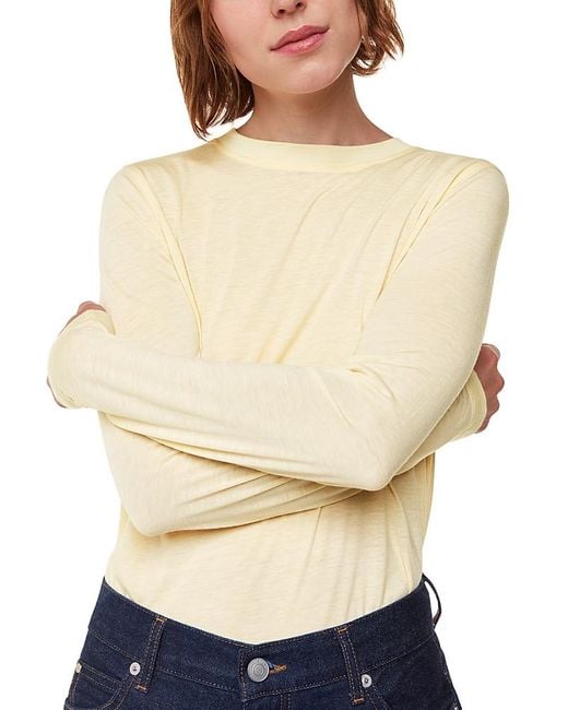 Whistles Natural Long Sleeve Crewneck Top