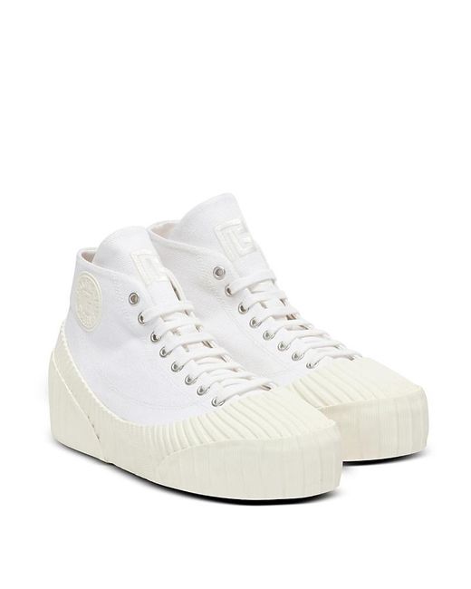 Balmain White Riff Low Canvas Sneakers for men