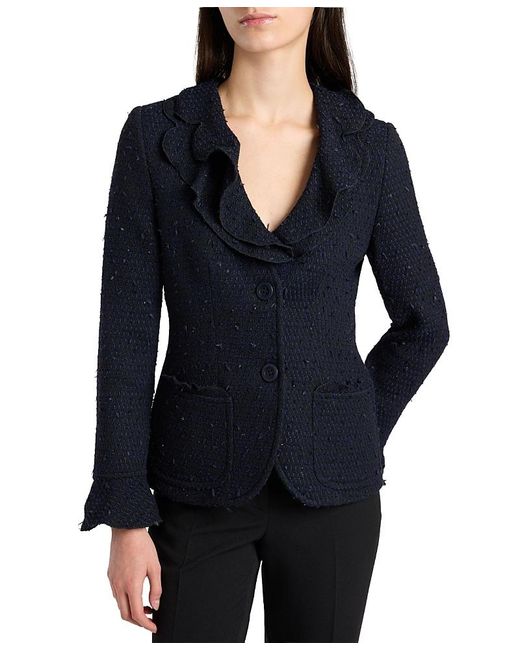 Santorelli Blue Celeste Ruffle Jacket