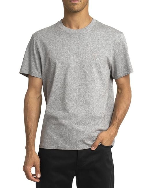 AMI Gray Adc Cotton Crewneck Tee for men