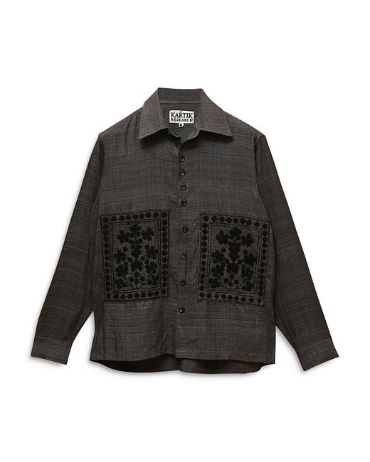 Kartik Research Black Sultan Embroidered Button Front Shirt for men