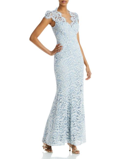 eliza j scalloped edge lace gown